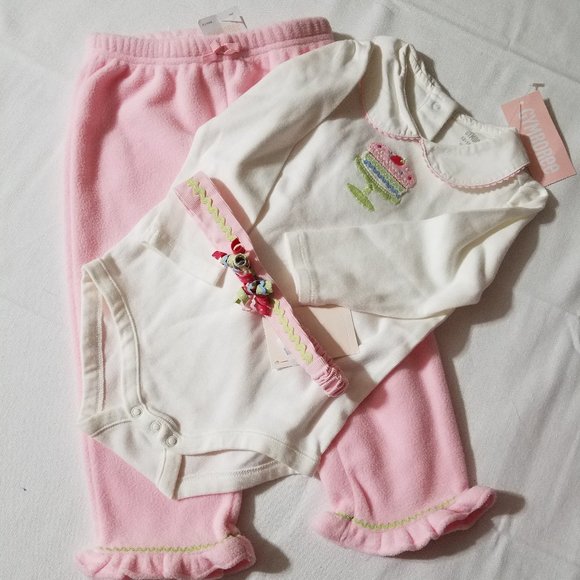 Gymboree Vintage Baby Cakes Headband 12-18 Month Bodysuit Pants Outfit NWT - Picture 3 of 6